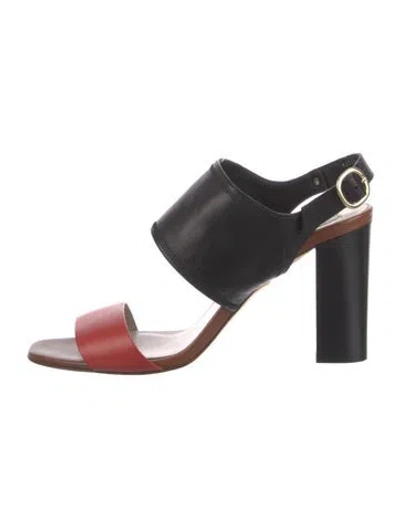 Pre-owned Lk Bennett Leather Colorblock Pattern Slingback Sandals In Black