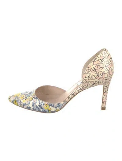 Pre-owned Lk Bennett Leather Floral Print D'orsay Pumps In White