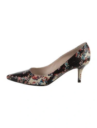 Pre-owned Lk Bennett Leather Floral Print Pumps In Blue