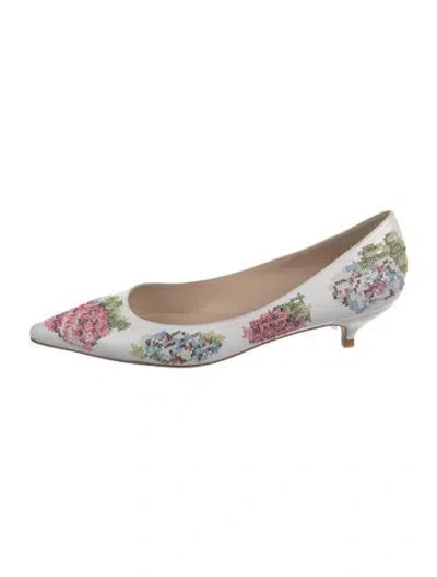 Pre-owned Lk Bennett Leather Floral Print Pumps In White