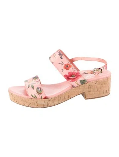 Pre-owned Lk Bennett Leather Floral Print Sandals In Pink