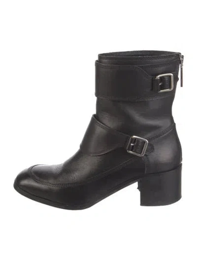Pre-owned Lk Bennett Leather Moto Boots In Black