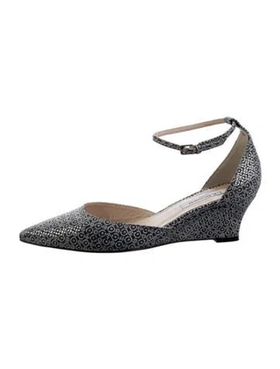Pre-owned Lk Bennett Leather Printed D'orsay Pumps In Gray