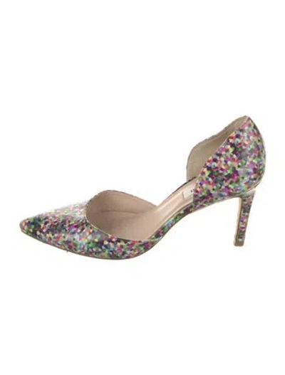 Pre-owned Lk Bennett Leather Printed D'orsay Pumps In Green