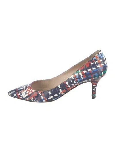 Pre-owned Lk Bennett Leather Printed Pumps In Blue