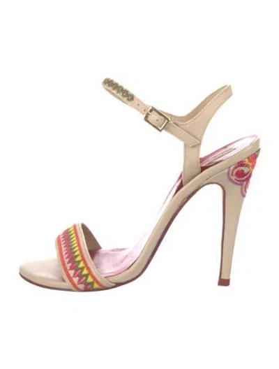 Pre-owned Lk Bennett Leather Printed Sandals In Neutral