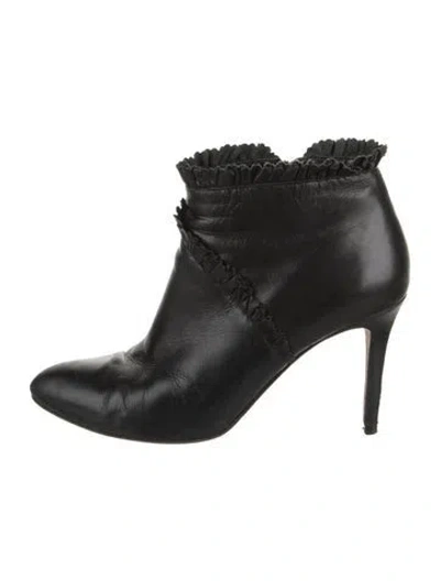 Pre-owned Lk Bennett Leather Ruffle Embellishment Boots In Black