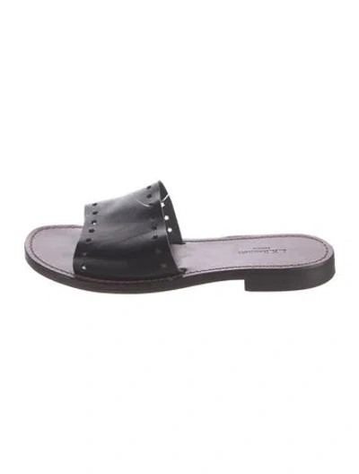Pre-owned Lk Bennett Leather Slides In Black