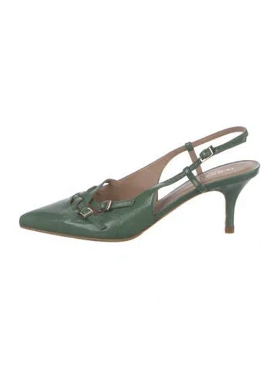 Pre-owned Lk Bennett Leather Slingback Pumps In Green