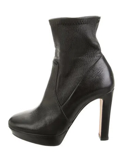 Pre-owned Lk Bennett Leather Sock Boots In Black