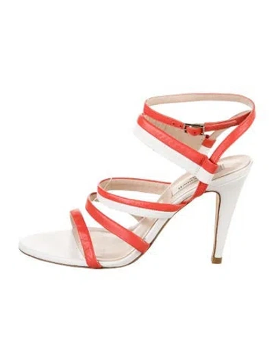 Pre-owned Lk Bennett Leather Striped Sandals In Orange