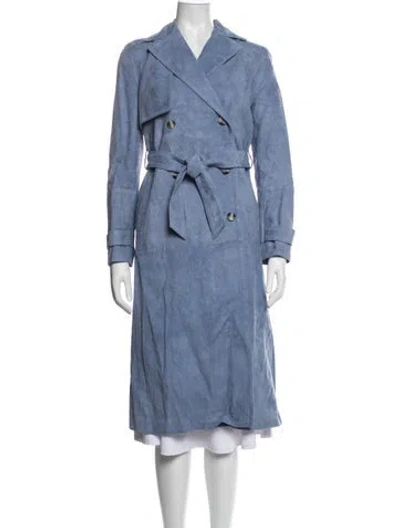 Pre-owned Lk Bennett Leather Trench Coat In Blue