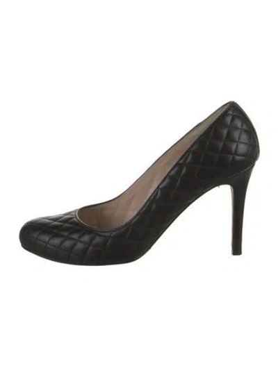 Pre-owned Lk Bennett Leather Tweed Pattern Pumps In Black