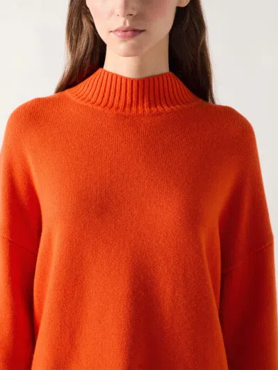 Lk Bennett Leigh Knitted Mock Neck Jumper In Orange