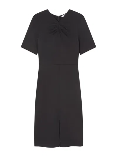 Lk Bennett Lila Tuck Front Short Sleeve Dress In Black
