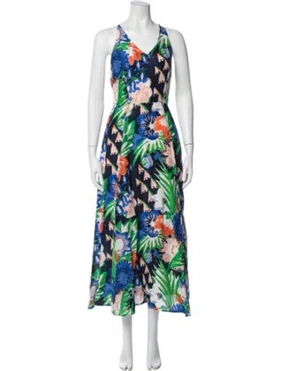 Pre-owned Lk Bennett Linen Long Dress In Blue