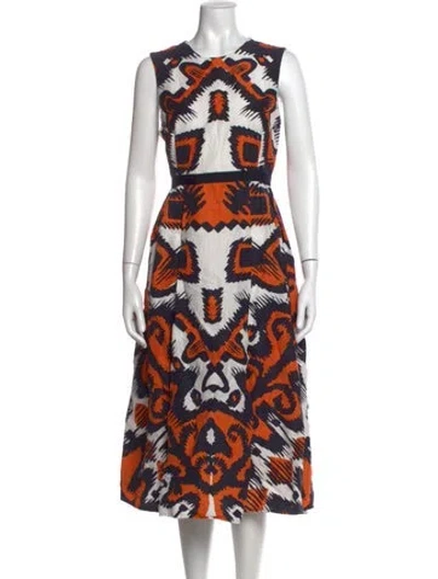 Pre-owned Lk Bennett Linen Midi Length Dress In White
