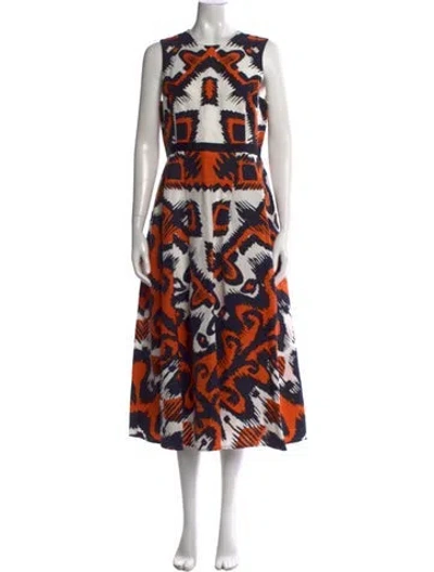 Pre-owned Lk Bennett Linen Midi Length Dress In White