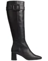 Lk Bennett Womens Carlotta Buckle-embellished Heeled Leather Knee-high Boots Bla-blac In Black