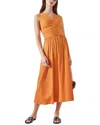 Lk Bennett Womens Ora-burnt Orange Claud Ruched Cotton-jersey Midi Dress