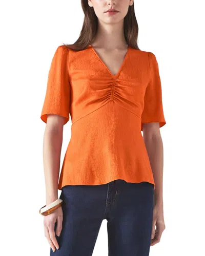 Lk Bennett L.k.bennett Gabbi Silk-blend Woven Top In Orange