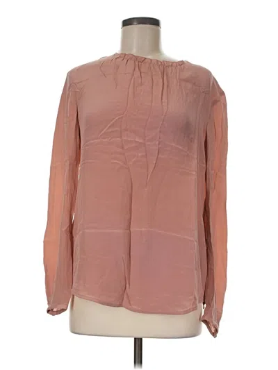 Pre-owned Lk Bennett Long Sleeve Silk Top Pink Mock Neckline Tops