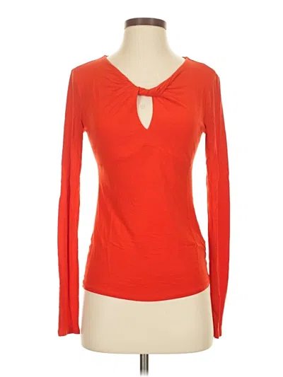Pre-owned Lk Bennett Long Sleeve Top Orange Keyhole Neckline Tops