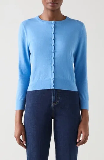 Lk Bennett Lottie Fine Cotton & Wool Cardigan In Blue