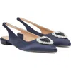 Lk Bennett Luana Pointed Toe Slingback Flat In Navy