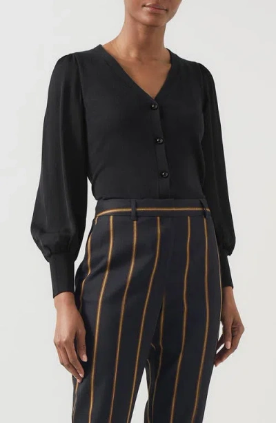 Lk Bennett Lucian Mixed Media Cardigan In Black