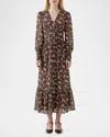 Lk Bennett Lucian Tiered Floral-print Midi Dress In Brown Multi