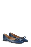 Lk Bennett Lynne Mini Bow Pointed Toe Flat In Smoke Blue
