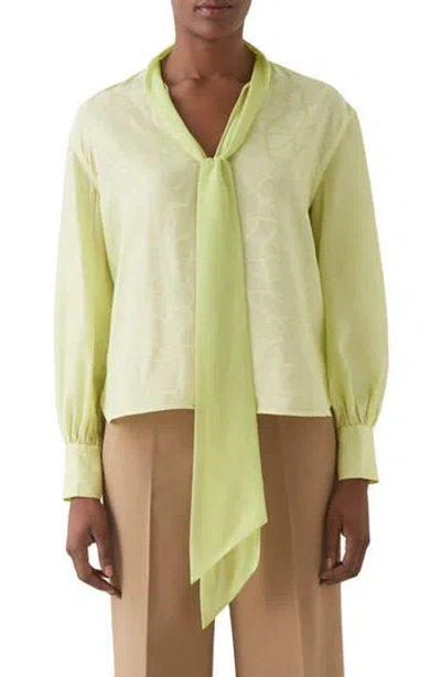 Lk Bennett Maggie Tie Neck Top In Lime