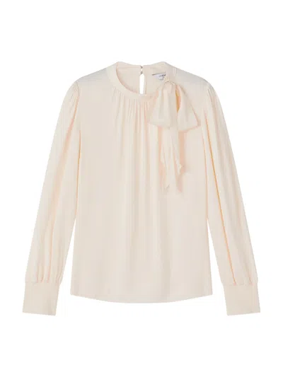 Lk Bennett Marcy Ecru Viscose And Rib Trim Blouse In Cream