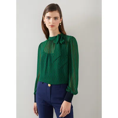 Lk Bennett Marcy Woven Tops In Green