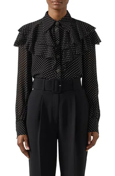 Lk Bennett Margaux Ruffle Shirt In Black
