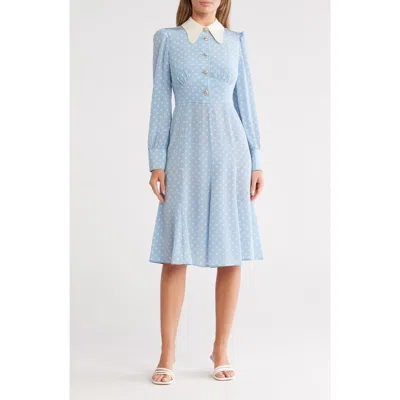 Lk Bennett Mathilde Long Sleeve Silk Shirtdress In Blue