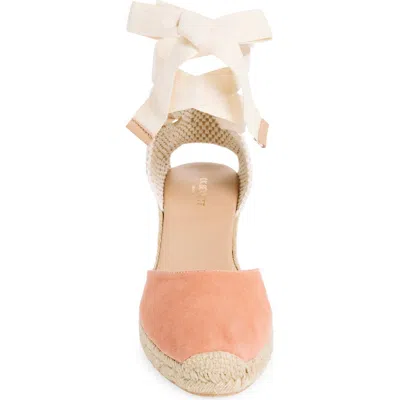 Lk Bennett Maureen Ankle Wrap Wedge Sandal In Pale Pink