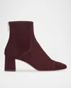 Lk Bennett Womens Bor-bordeaux Maxine Square-toe Suede Heeled Ankle Boots In Bordeaux