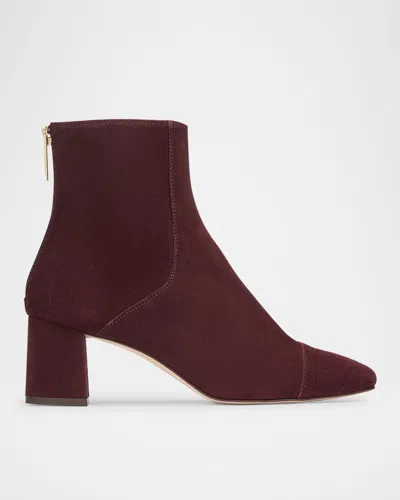 Lk Bennett Maxine Suede Cap-toe Ankle Boots In Bordeaux