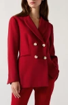 Lk Bennett Mya Double-breasted Twill Blazer In Red