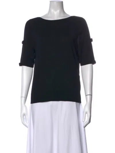 Pre-owned Lk Bennett Merino Wool Bateau Neckline Sweater In Black