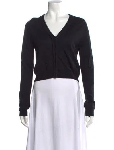 Pre-owned Lk Bennett Merino Wool V-neck Sweater In Black