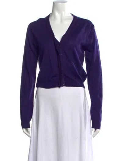 Pre-owned Lk Bennett Merino Wool V-neck Sweater In Purple