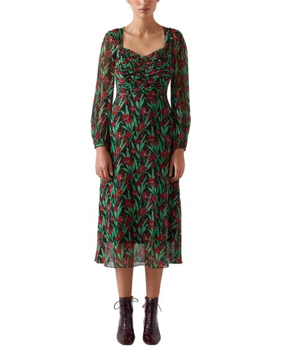 Lk Bennett Mertyl Silk Dress In Green