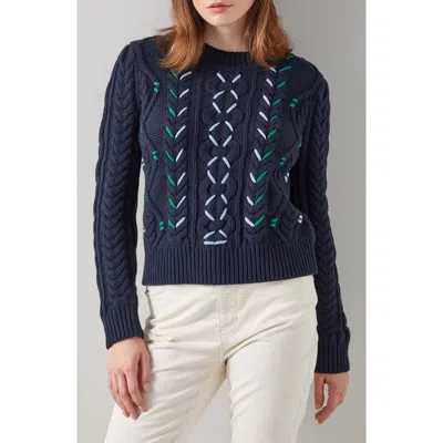 Lk Bennett Mia Cable Stitch Sweater In Blue