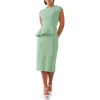 Lk Bennett Womens Gre-green Mia Peplum Stretch-woven Midi Dress In White