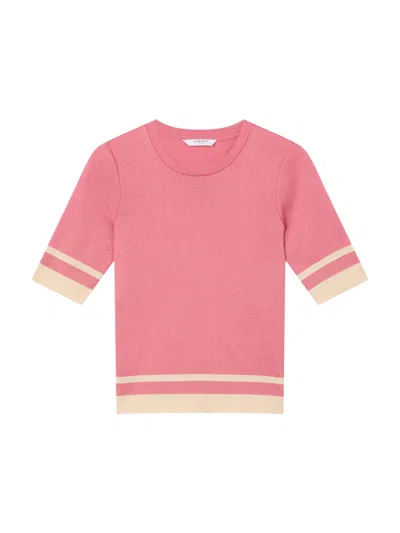 Lk Bennett Micha Desert Rose & Ivory Cotton Blend Ribstart Jersey In Pink