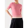 Lk Bennett Micha Stripe Short Sleeve Sweater In Pink