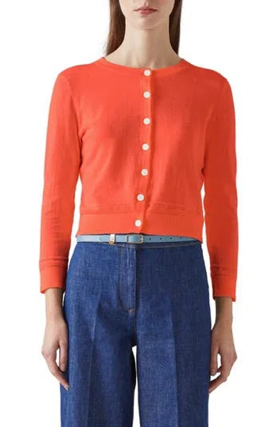 Lk Bennett Michelle Stretch Cotton Blend Cardigan Sweater In Red